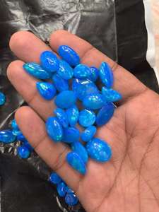 อัญมณีทรงหลังเบี้ยโอปอลเอธิโอเปียนธรรมชาติ Paraiba สีน้ำเงินย้อมสีและผ่านการอบด้วยความร้อนสำหรับทำเครื่องประดับการตัดสำหรับทำเครื่องประดับ - Product Image 3