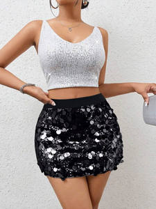 2025 nuovo Designer europeo <span class=keywords><strong>gonna</strong></span> corta Sexy Glitter Clubwear per le donne festa di primavera minigonne di paillettes di moda matura - Product Image 5