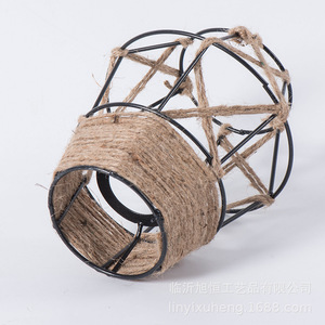 Pantalla de lámpara de cuerda de cáñamo con forma de cono, accesorio de iluminación de estilo industrial hecho a mano para bares, casas de huéspedes, tiendas de ropa - Product Image 4