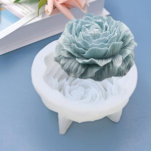 Moules à bougies en silicone pour fleurs Moule à fondant en rose 3D avec aiguille à évacuation des grands yeux, moules à savon Candlewick - Product Image 3