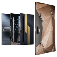 Porte d'entrée intelligente moderne de style américain en aluminium de haute qualité, porte blindée en acier pour la sécurité de la maison, porte pivotante pour maison