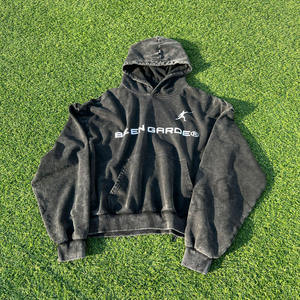 Sudadera con capucha lavada extragrande con estampado de letras bordadas de alta calidad French Terry personalizada para hombre - Product Image 5