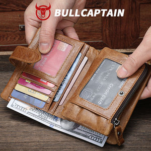 กระเป๋าสตางค์หนังแท้สำหรับผู้ชาย BULLCAPTAIN สไตล์เรโทรลำลอง ใส่บัตรได้หลายช่อง กระเป๋าสตางค์ระดับไฮเอนด์ ของขวัญสำหรับแฟนหนุ่มและสามี - Product Image 4