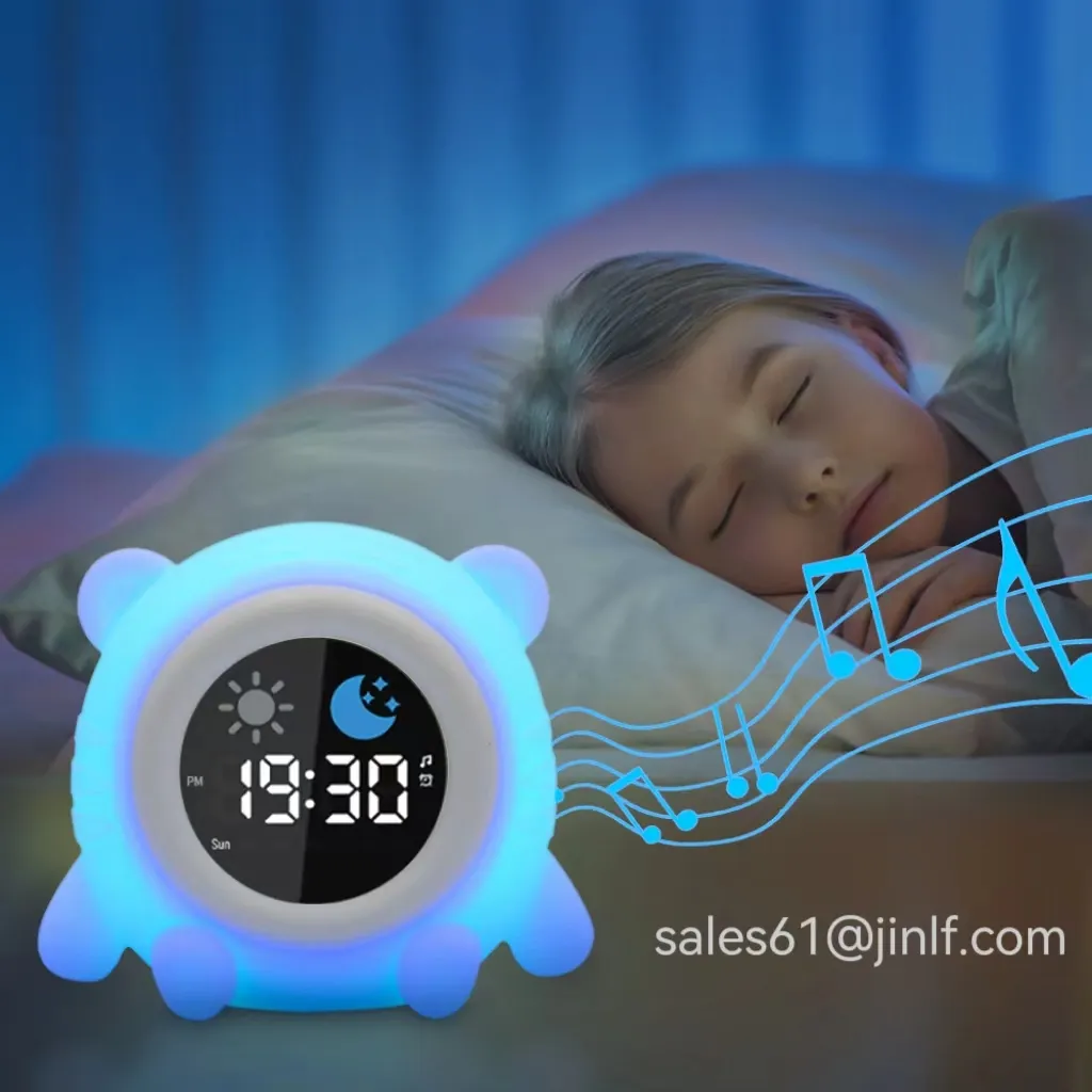 子供のための寝室の赤ちゃんの保育園の時計のための常夜灯睡眠トレーナーホワイトノイズを備えた新しいスマートデジタルシリコン目覚まし時計