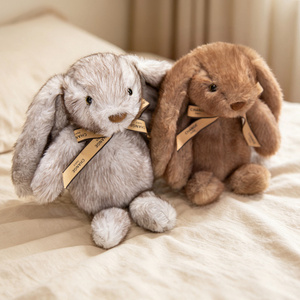 Peluche <span class=keywords><strong>Coniglio</strong></span> Grigio con Orecchie Morbide Personalizzato OEM/ODM - Classico <span class=keywords><strong>Coniglio</strong></span> Imbottito con Fiocco e Orecchie Lunghe - Product Image 3