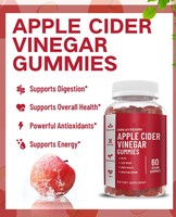 Gummies de Vinaigre de Cidre de Pomme pour un Métabolisme Sain 1000mg par Portion Betterave Grenade B12 Sans Sucre 60 Bouteilles
