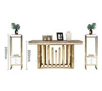 Table console moderne de luxe en marbre avec entrée en acier inoxydable Meubles de salon pour la maison pour le couloir de la villa