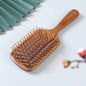 Haute Qualité Sandale Bois Airbag Brosse À Cheveux Paddle Peigne Confortable À La Mode Usage Domestique Démêlant Cheveux Outil Nature Couleur - Product Image 6