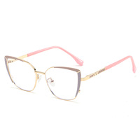 Nouvelles Lunettes Photochromiques Anti-Lumière Bleue Tendance à Motif Géométrique Œil de Chat, Monture Métallique Haut de Gamme Polyvalente pour Tous les Visages