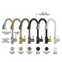 Robinet de cuisine intelligent en acier inoxydable SUS304 avec capteur de mouvement sans contact et douchette extractible, finition nickel brossé