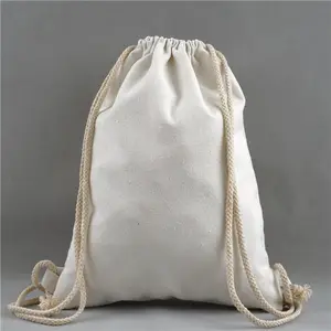 กระเป๋าเป้สะพายหลังผ้าใบสีขาวที่มีการพิมพ์โลโก้ที่มีสีสัน,กระเป๋าผ้าใบ Drawstring พิมพ์การออกแบบของคุณเอง