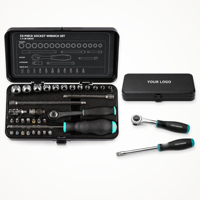 Jeu de clés à cliquet professionnel 33 pièces 1/4 pouce avec embouts en acier au chrome-vanadium de qualité industrielle, coffret d'outils pour atelier