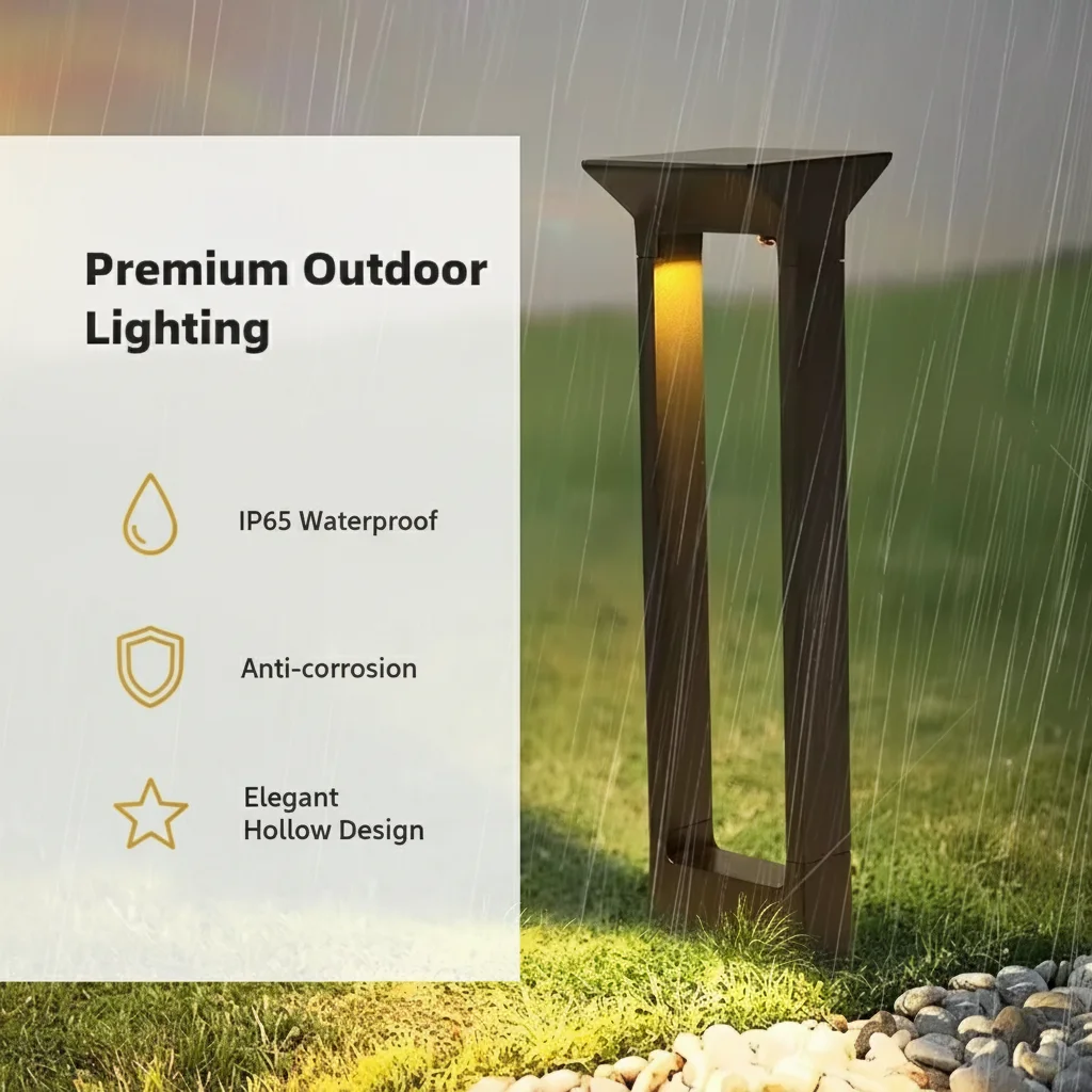 Modern Outdoor Waterproof Landscape Lawn Light IP65 Waterproof Warm Yellow Light and Corrosion Resistance Solar Pillar Light