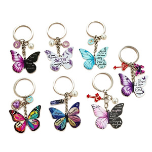 Llaveros Católicos con Versículos Bíblicos, Mini Colgantes de Cruz, Joyería Cristiana con Mariposas, Recuerdos de Bautismo - Product Image 2