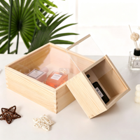 Individuell Bedruckte Geschenkbox aus Kiefernholz mit Transparentem Acryl-Schiebedeckel, Unbehandelte Aufbewahrungsbox für Hochzeitsgeschenke