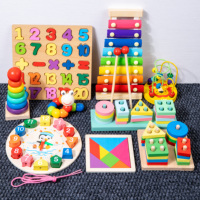 Jeu Montessori d'Éveil en Bois : Xylophone et Puzzle Cognitif à Formes – Lot de 11 Types
