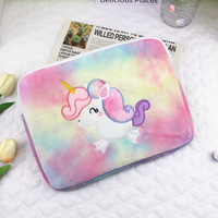 Sac de couverture pour ordinateur en peluche mode licorne scintillante filles sac pour ordinateur portable Journal anniversaire cadeau de noël broderie sac de rangement pour tablette