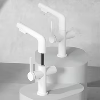 2025 robinet mitigeur de lavabo en laiton monté sur le pont de conception moderne blanc affichage numérique coulissant pour l'application d'hôtel