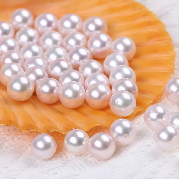 Akoya-perlas redondas de agua dulce, perlas sueltas AAA de alto brillo, 8,5-9mm