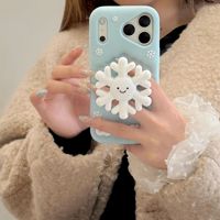 Coque iPhone en silicone motif flocon de neige Cool Smile avec support, compatible 17 16 15 14 Pro Max, coque souple en caoutchouc à motif dessin animé