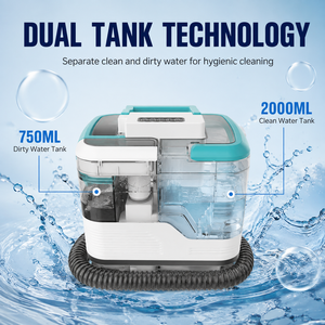 Limpiador Portátil de Vapor para Alfombras y Tapicería, Máquina Extractora de Limpieza de Manchas en Telas de Sofás con Agua Caliente y Tanques Dobles de Agua - Product Image 1