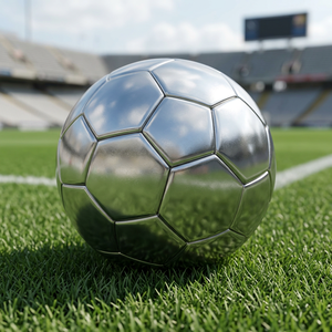 Balón de Fútbol Metálico Plateado con Acabado Cromado 3D - Product Image 2