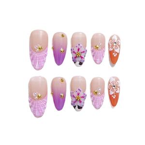 Juego <span class=keywords><strong>de</strong></span> <span class=keywords><strong>uñas</strong></span> acrílicas <span class=keywords><strong>de</strong></span> cubierta completa para <span class=keywords><strong>niñas</strong></span> hecho a mano, diseño <span class=keywords><strong>de</strong></span> sueño <span class=keywords><strong>de</strong></span> ojo <span class=keywords><strong>de</strong></span> gato <span class=keywords><strong>de</strong></span> sirena <span class=keywords><strong>de</strong></span> verano, elegante dedo fácil <span class=keywords><strong>de</strong></span> almendra cuadrada púrpura - Product Image 2