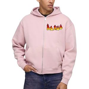 Custom Made Logo Fashionable 450 GSM Zip up Hoodies Men's Heavy Weight 100% Cotton Drop Shoulder Hoodies Oversized For Winter - Product Image 3