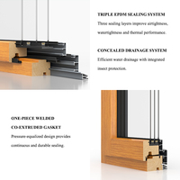Fenêtre en bois recouvert d'aluminium à rupture de pont thermique de style chinois Huasin, design minimaliste, mécanisme de bascule et de rotation pour cuisine et hôtel