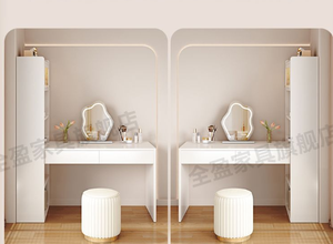 Coiffeuse moderne en bois massif avec miroir éclairé, couleur crème, pour chambre à coucher, petite appartement, meuble de rangement <span class=keywords><strong>maquillage</strong></span> - Product Image 5