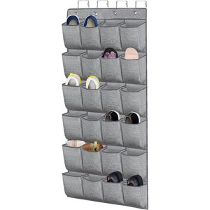 Over The Door <b>Shoe</b> Organizer 24 Pockets Hanging Storage Rack For Closet Men Women <b>Shoes</b> Organizer Grey - Product Image 2