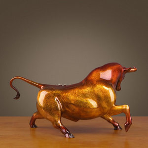 Escultura de Toro de Latón 'Años de Cobre y Oro', Adorno de Mesa, Regalo para Inauguración o Reubicación de Negocios - Product Image 2