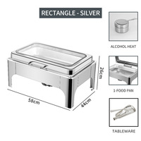 Edelstahl-Chafing-Dish mit Alkoholheizung, Buffet-Wärmer, Speisenwärmer-Set für Hotels und Restaurants