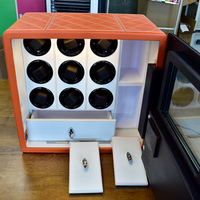 Homisafe Coffret de rangement pour montres automatiques de luxe en cuir orange diamant 6 emplacements avec intérieur blanc et rangement latéral