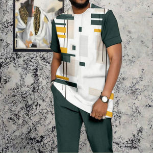 OEM da <span class=keywords><strong>uomo</strong></span> stile retrò stampa estiva con stampa Color block in cotone traspirante <span class=keywords><strong>taglie</strong></span> <span class=keywords><strong>forti</strong></span> in maglia a manica lunga abito Casual da passeggio - Product Image 4