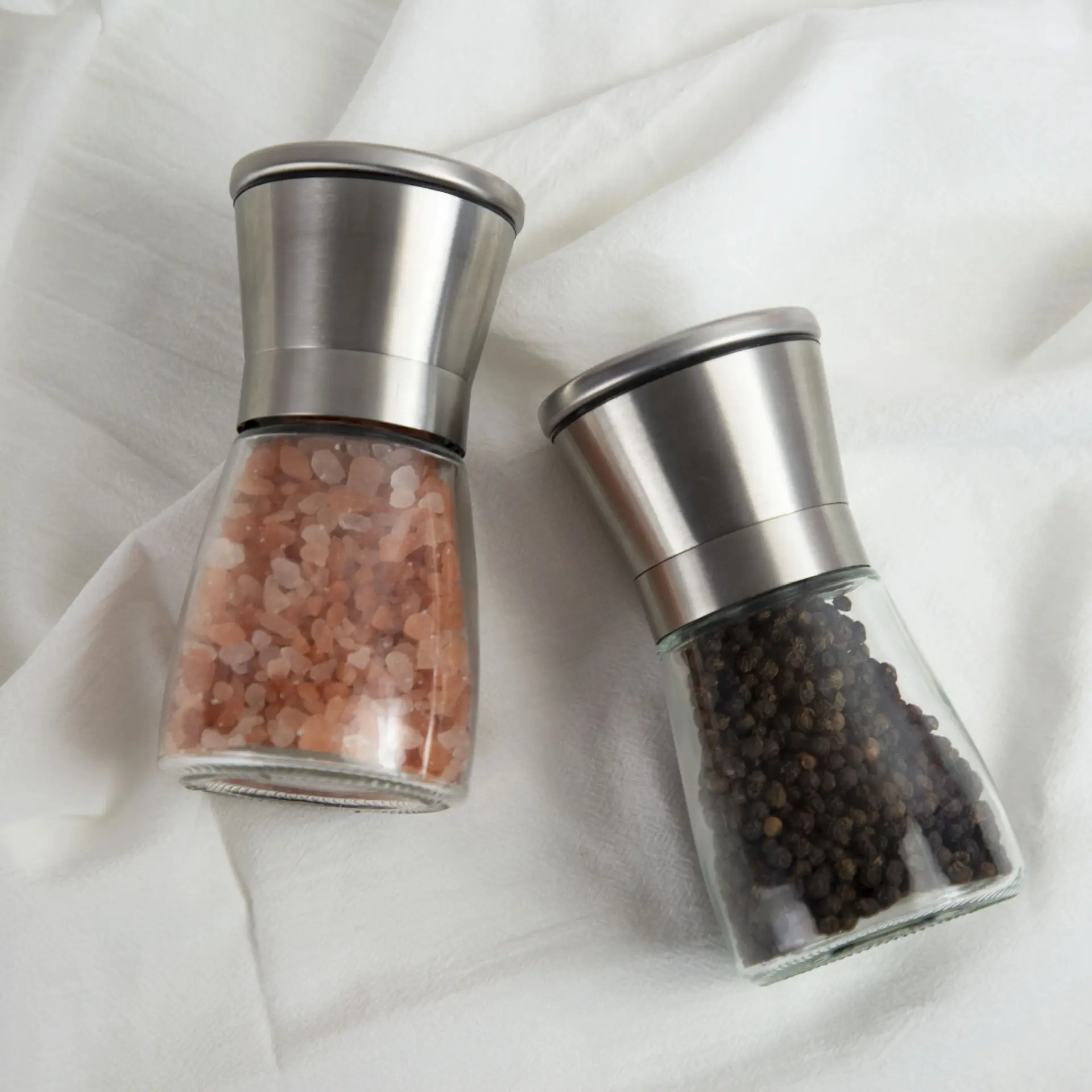 Dual Purpose Pepper Grinder Stainless Steel Double Head Kitchen Tools Sea Salt & Black Pepper Spice Manual Double Head Grinder