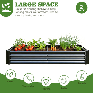 Jardinera Elevada Cuadrada Rústica de Acero Galvanizado, Paquete de 2, Gran Espacio para Cultivar Verduras, Hierbas y Flores (Envío desde Almacén en EE. UU.) - Product Image 5