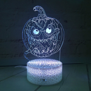 7 couleurs changeantes 3D fissure Lumière tête de citrouille Halloween 2 illusion visuelle LED <span class=keywords><strong>lampe</strong></span> créatif figurine jouet De Noël - Product Image 1