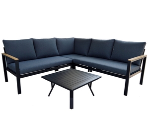 ชุดโซฟาอลูมิเนียมกลางแจ้งที่ทันสมัย4ชิ้นสำหรับสวนห้องนั่งเล่นโรงแรมวิลล่าสวนลานบ้านไร่-เฟอร์นิเจอร์กลางแจ้งอเนกประสงค์ - Product Image 2