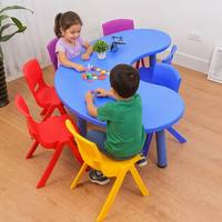 Table demi-lune en plastique en forme de rein pour enfants, idéale pour la lecture et l'écriture, design moderne, écologique, pour l'école, la chambre et l'extérieur