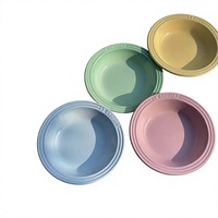 Assiette plate ronde en porcelaine série couleur française LE, 15 cm, passe au micro-ondes, motif uni, bol pour chat, bol à fruits, emballage cadeau