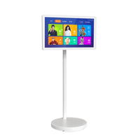 Télévision mobile intelligente portable à batterie de 21.5 pouces, 4G + 128G, roues de télévision intelligente mobile d'intérieur pour ascenseur, magasin de détail, vente en gros
