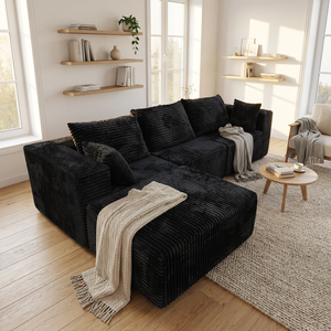 Ensemble de lit sectionnel convertible moderne en forme de L, compressé sous vide, rembourré en éponge, emballé en boîte, vente en gros - Product Image 1
