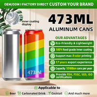 Lot de 2 canettes en aluminium vierges de 473 ml (16 oz) pour bière, boissons et sodas, personnalisables, avec couvercle, vente en gros pour fabricants