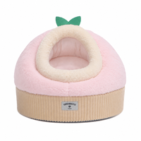 Lit pour chat Yang Yang en tissu peluche rose pêche, GRS personnalisé, luxe, apaisant