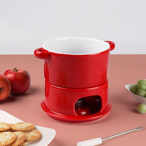 الأحمر أصيص نباتات من السيراميك فوندو الموقد الجبن مجموعة شوكولاتة الفوندو للمأكولات البحرية شريحة لحم الدواجن - Product Image 2