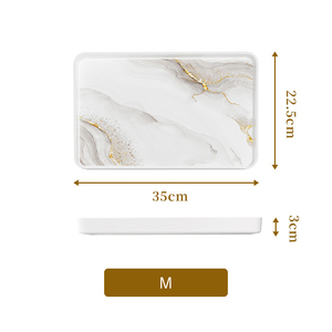 Marble-patterned Melamine Resin Bathroom <b>Dressing</b> <b>Table</b> Tray Countertop, Cosmetic Perfume Candle Tray - Product Image 4