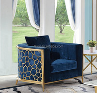 Meubles de salon modernes tapisserie d'ameublement en velours rose velours turquoise luxe en forme de coquille canapés lot de 2 pour le salon