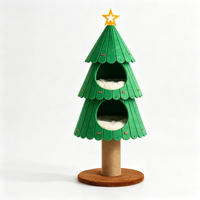 Arbre à chat écologique de 109 cm avec 4 niveaux et poteau d'escalade en chanvre blanc naturel, tapis en peau de mouton, design moderne - Jouets pour chat