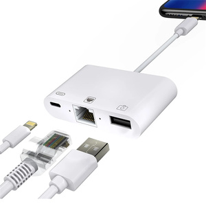 3 In1 Rj45 Converter <span class=keywords><strong>Usb</strong></span> <span class=keywords><strong>Hub</strong></span> Voor Telefoon/Pad Type <span class=keywords><strong>C</strong></span> Verlichting Naar <span class=keywords><strong>Ethernet</strong></span> Rj45 Lan 100Mbps <span class=keywords><strong>Usb</strong></span> Adapter Otg Camera Lezer Oplader - Product Image 2